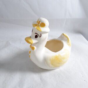 Vintage Anthropomorphic Duck In Hat Planter Kitsch